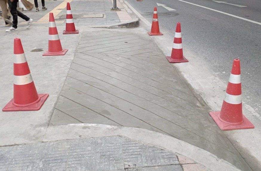 Completed footpath at building entrance